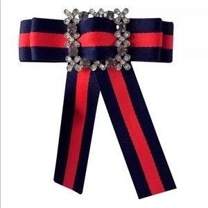 Bow Tie with Crystal Brooch